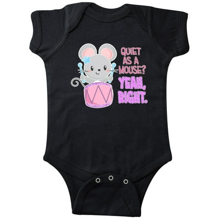

Inktastic Quiet As A Mouse Yeah Right Cute Mouse Drummer Gift Baby Boy or Baby Girl Bodysuit