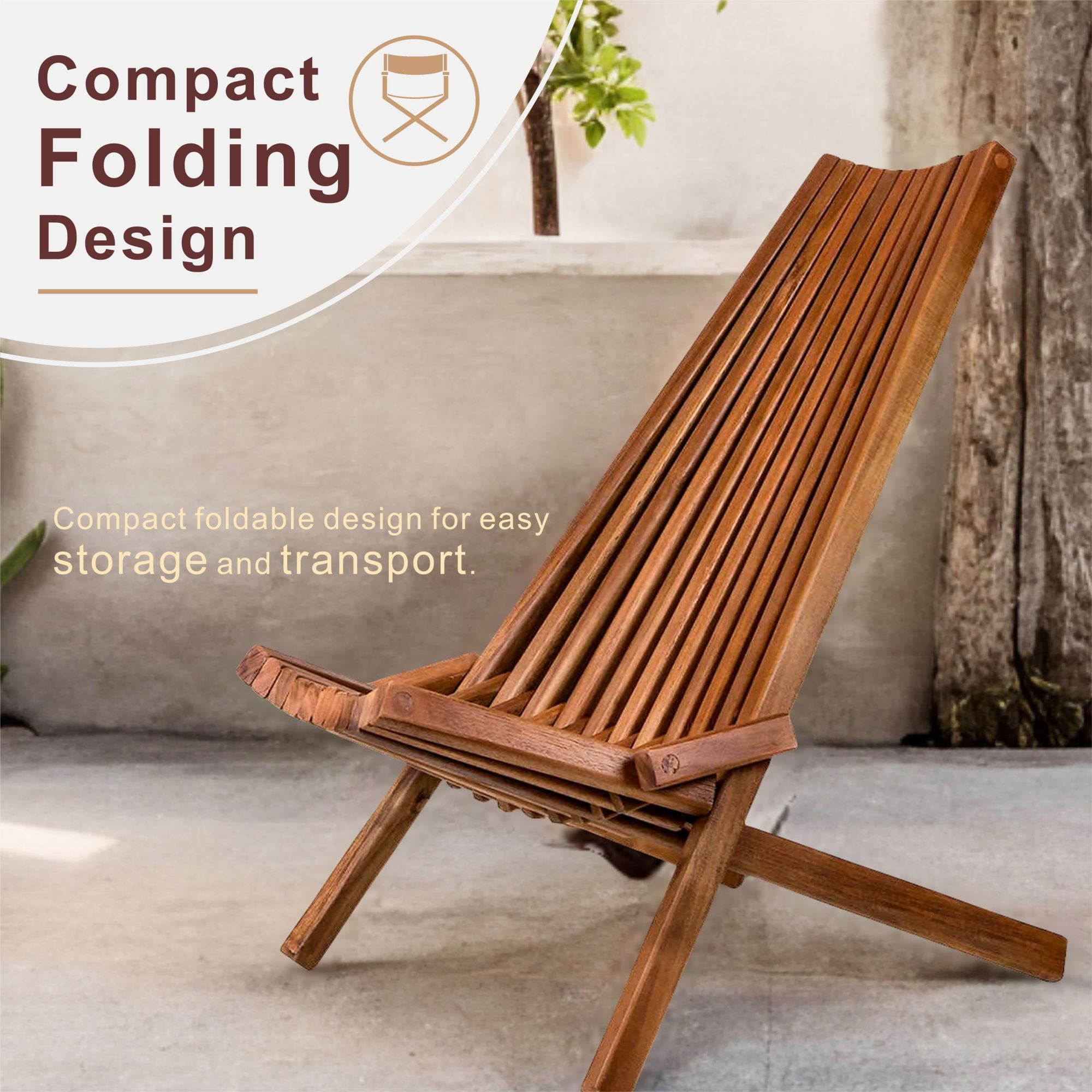 Lounge Chair Clevermade Tamarack Folding Wooden Outdoor Chair