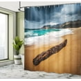 thumbnail image 5 of Ambesonne Sea Shower Curtain, Beach with Stormy Weather, 69"Wx84"L, Blue and Ginger, 5 of 5