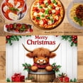 thumbnail image 2 of JOOCAR Merry Christmas Bull with Red Plaid Scarf and Gifts Linen Table Mats Set of 4 for Home Kitchen Table Decor 12x18 inch, 2 of 5