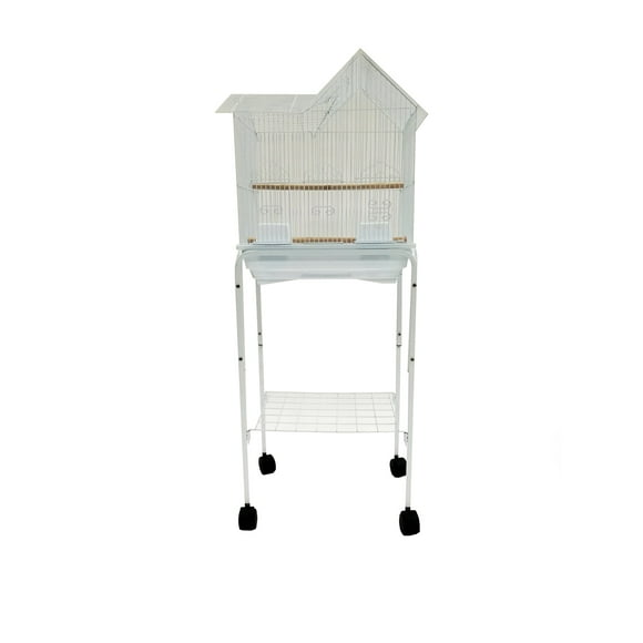 Jaula para pájaros YML, 40 x 30 x 51 cm, tapa blanca para villa con soporte