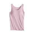 thumbnail image 2 of Royisotas Summer Ladies Tank Tops Pink Sleeveless Athletic Womens Camisole Crew Neck Built in Bra Yoga Solid Color Womens Cami Tops, 2 of 7