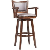 Bowery Hill Wood Bar Stool Chair in Cappuccino - Rotating Square Seat & Footrest