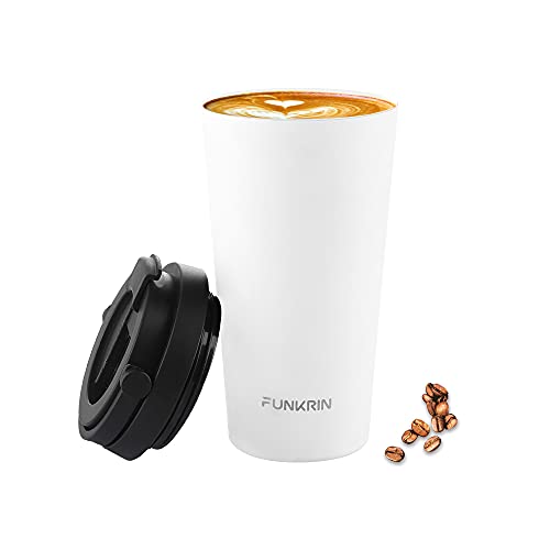 Funkrin Insulated Coffee Mug with Ceramic Coating, 16oz Vacuum