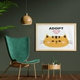 thumbnail image 2 of Cat Wall Art with Frame, Adopt Me Calligraphy with a Cartoon Style Face, Printed Fabric Poster for Bathroom Living Room, 35" x 23", Multicolor, by Ambesonne, 2 of 2