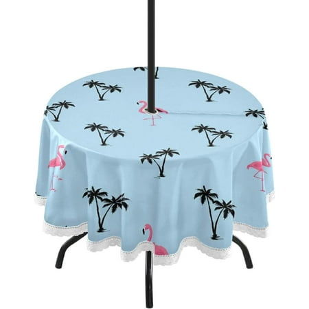 

Hyjoy Dahlia Round Tablecloth 60 Waterproof Outdoor Tablecloth with Umbrella Hole and Zipper for Kitchen Dining Picnic Party Home Decor