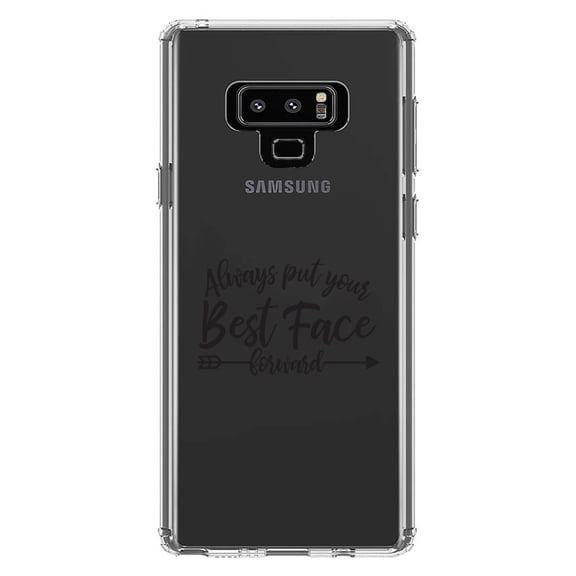 DistinctInk Clear Shockproof Hybrid Case for Samsung Galaxy Note 9 - TPU Bumper Acrylic Back Tempered Glass Screen Protector - Always Put Your Best Face Forward