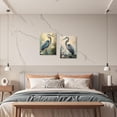 thumbnail image 3 of ZHONGYUTONG Blue Heron Wall Art Set of 2 Coastal Birds Canvas Pictures Beach Animal Painting Vintage Crane Print for Living Room Decor Framed (12.00" x 16.00" x 2PCS), 3 of 5