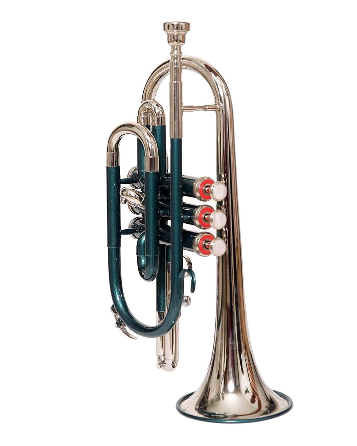 GREEN NICKEL FINISH Bb FLAT CORNET TRUMPET +FREE CASE+MOUTHPIECE-78