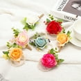 thumbnail image 4 of Uxcell Rose Wrist Corsage and Boutonnieres Set, Wedding Flower Wristlet Band Bracelet Red 2 Pcs, 4 of 8