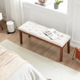 thumbnail image 4 of Milcil Upholstered Entryway Bench End of Bed Dining Bench with Wood Legs Tufted Dinning Seat Linen Cream, 4 of 5