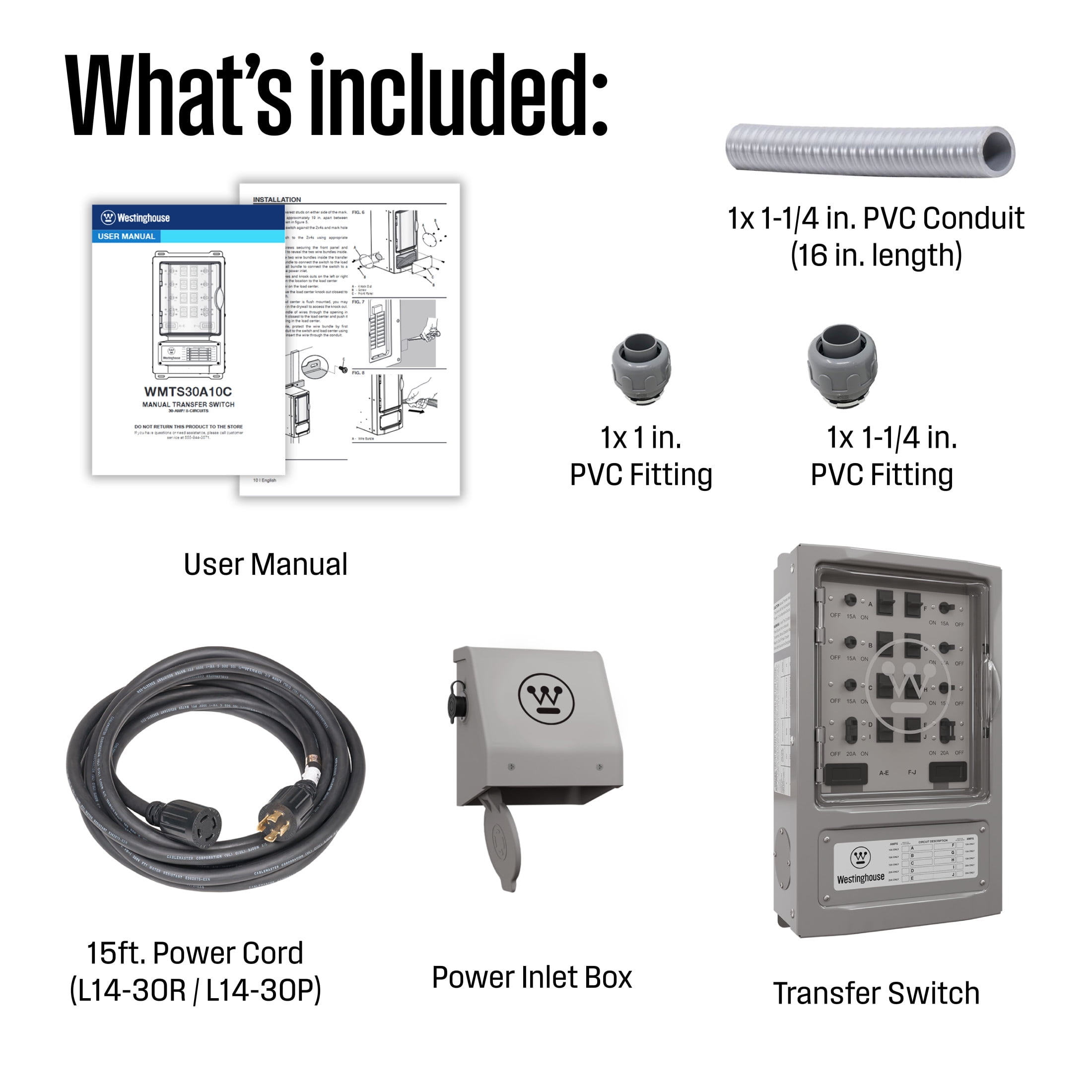 Westinghouse 30A Transfer Switch Kit with 8 Circuits, 7500 Rated Watts