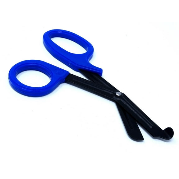 Blue Handle with Fluoride Coated Black Blades Trauma Shears 7.25"