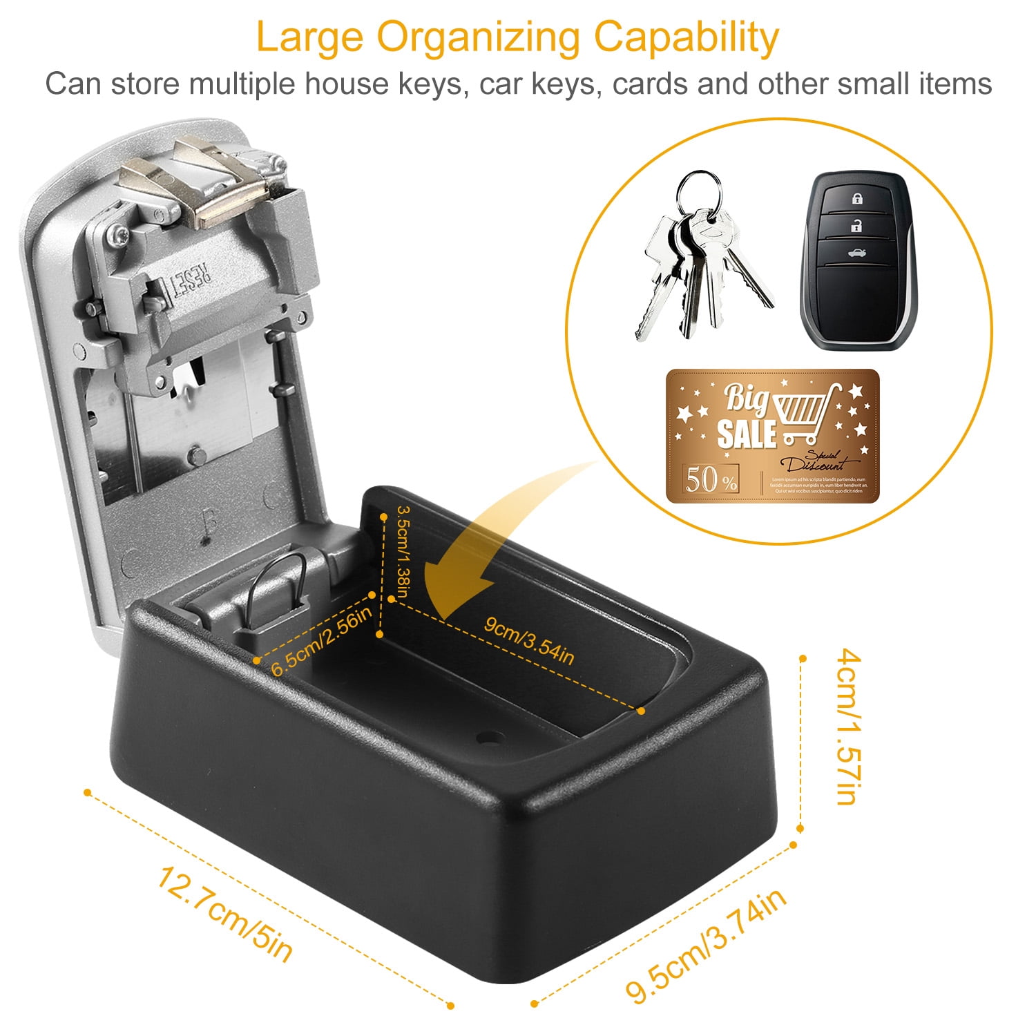 Imountek 2Pcs Key Lock Box, Wall Mounted Keys Storage Lock Box with 4 Digits Combination Resettable Codes