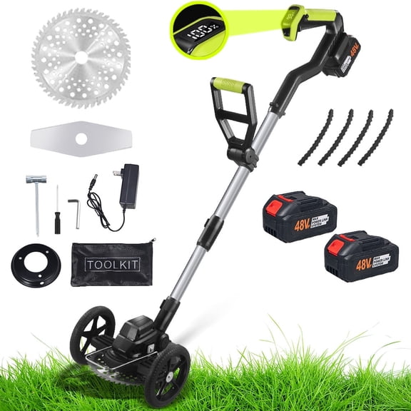 JahyElec Weed Wacker Cordless, Multifunctional Electric Weed Trimmer Rechargeable Weed Whacker Grass Trimmer with Side Trimming Wheel Handhold Lawn Mower