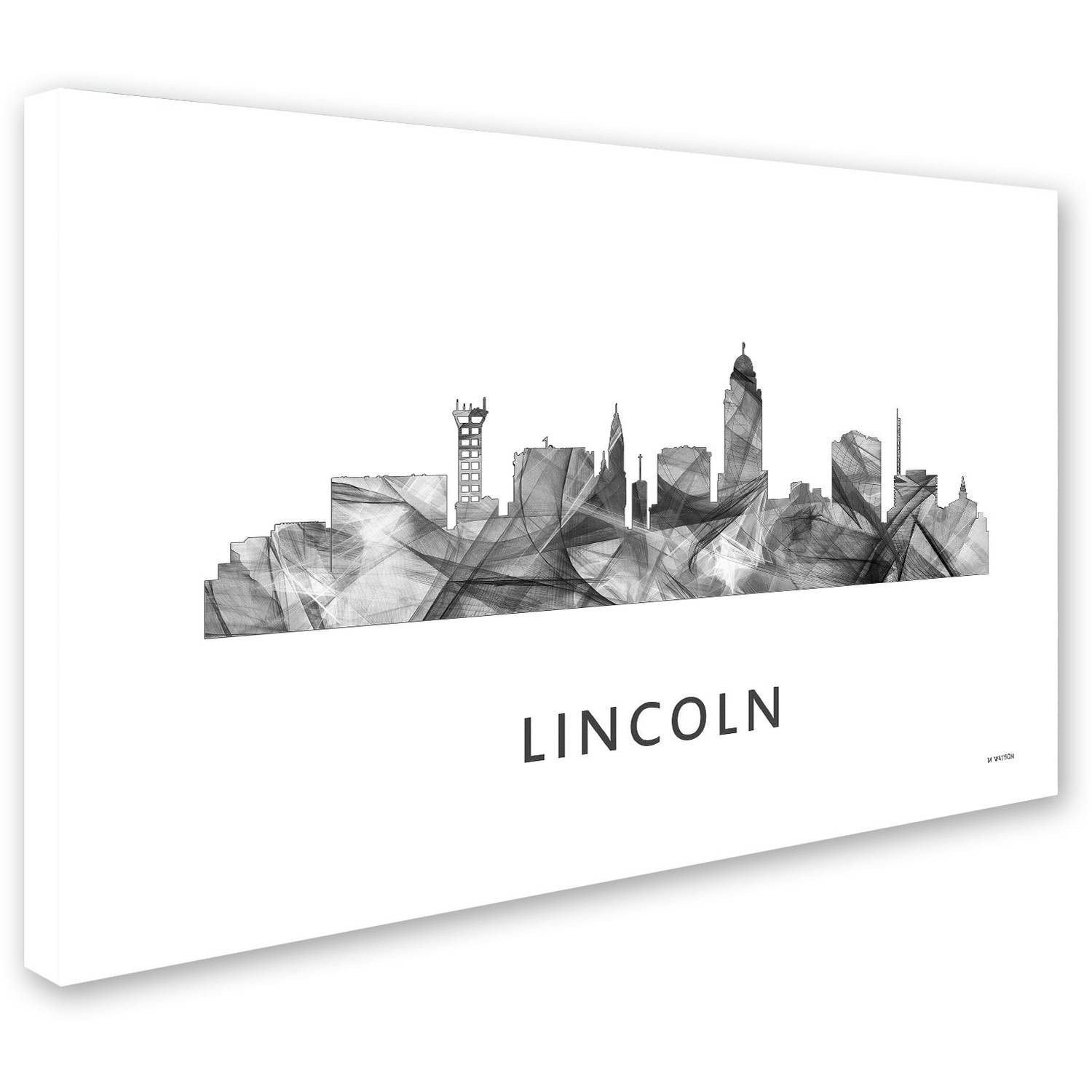 Trademark Fine Art 'Lincoln Nebraska Skyline WB-BW' Canvas Art by Marlene Watson