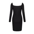 thumbnail image 4 of DYMADE Women Fashion Rhinestone Puff Sleeve Long Sleeve V-Neck Slim Bodycon Dress, 4 of 4