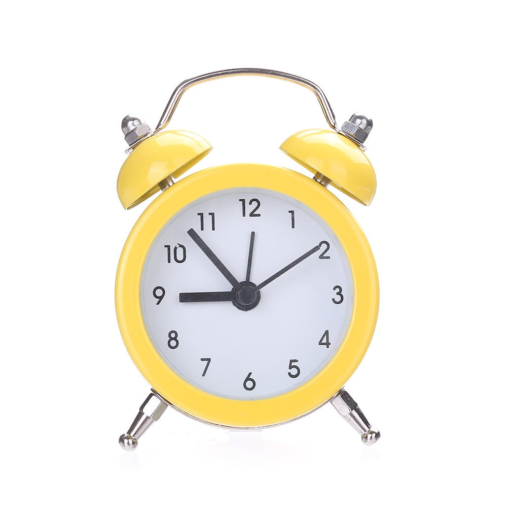 Digital Mini Alarm Clock Twin Bell Silent Alloy Stainless Metal Alarm Clock 