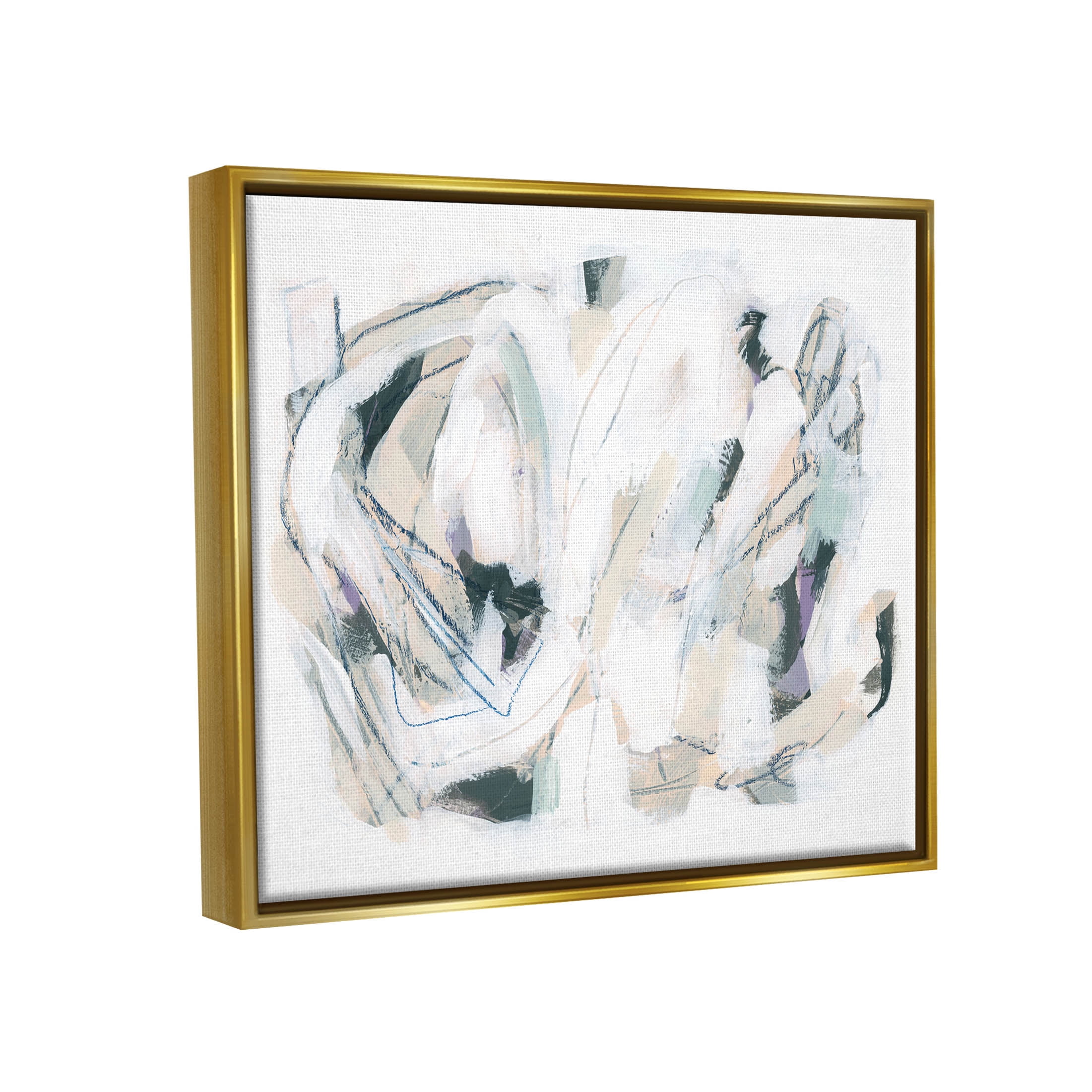 Stupell Industries Busy Abstract Lines Composition Painting Metallic Gold Floating Framed Canvas Print Wall Art, Design by June Erica Vess