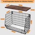 thumbnail image 5 of Fruit Bowl Fruit Basket for Kitchen Counter Stackable Wall Mounted Hanging Basket Wire Basket with Wood Lid with Banana Hanger Hooks, Onion Basket, Fruit and Vegetable Storage, 5 of 5