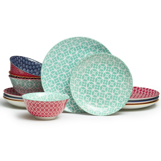 DOWAN 6 to 10 inchCeramic Dinnerware Sets, Sets Of 12, Mix-Match Pattern