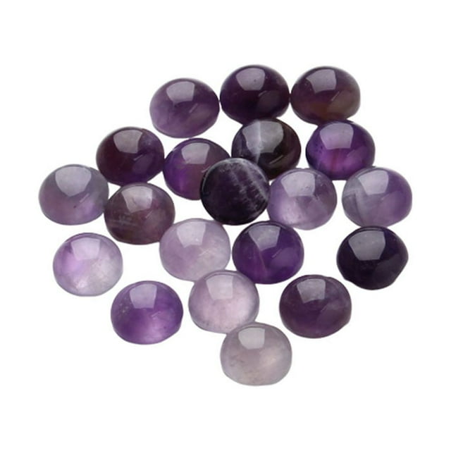 20 Pcs Perles Rondes Cabochon Améthyste Dos Plat Perles de Cristal Demi-Rondes pour Fabrication de Bijoux