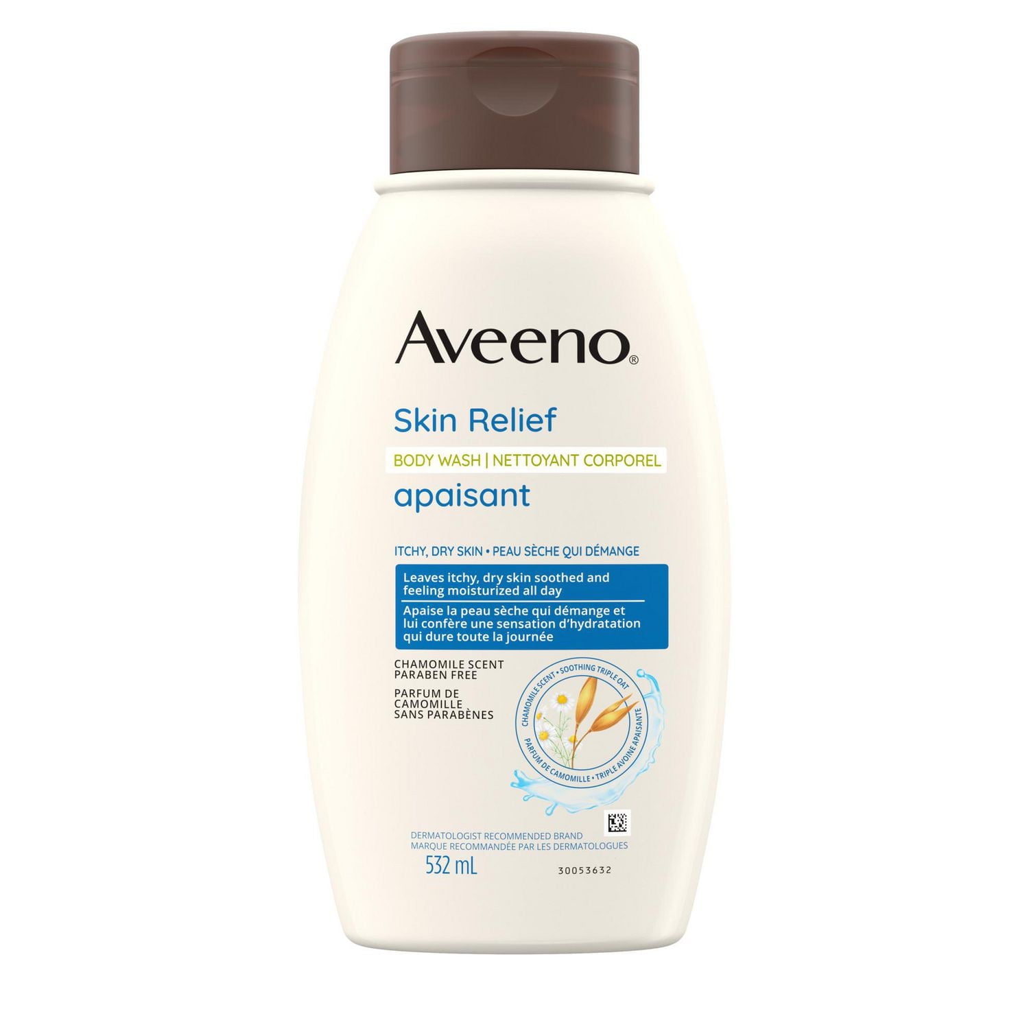 Aveeno Skin Relief Body Wash with Chamomile Scent, Dry Skin, Oat Oil, Oat Extract, Oat Flour, Skin Cleanser, Sensitive Skin, 532 mL