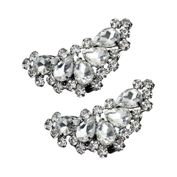 1 Pair of Elegant Crystal Shoe Clips with Rhinestones and Crystals for Wedding Bride Accessories White