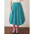 thumbnail image 5 of Rdhnmea Women Bubble Skirt, Elegant Elastic Waist Pleated Solid Long Skirt, 5 of 9
