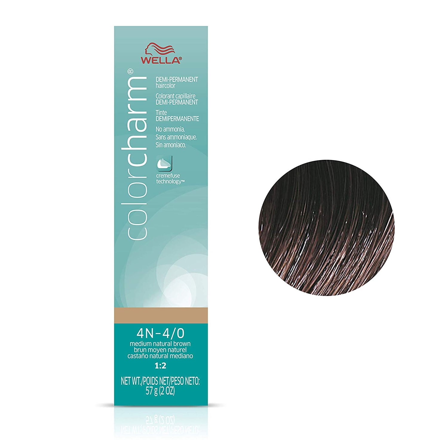 Wella Wella Color Charm Hair Color Demi Permanent Haircolor 4n 4 0 Medium Natural Brown 2 Oz Walmart Com Walmart Com