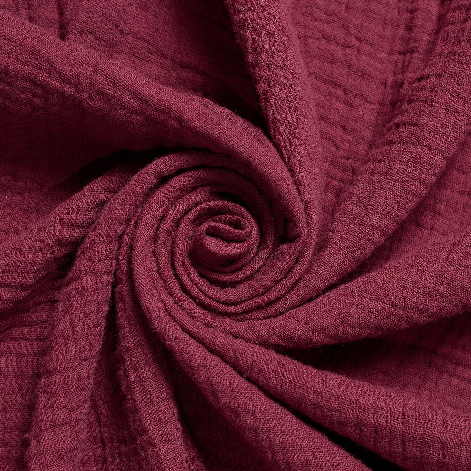 Double Cotton Gauze Fabric Woven Sheer Crinkle Texture Gause Cloth Material By The Yard & Wholesale - Burgundy (10 Yards)