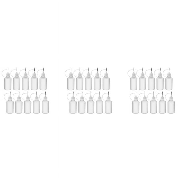 30Pcs 30Ml Plastic Squeezable Tip Applicator Bottle Refillable Dropper Bottles with Needle Tip Caps for Glue DIY,30 x Empty bottles,translucent& white