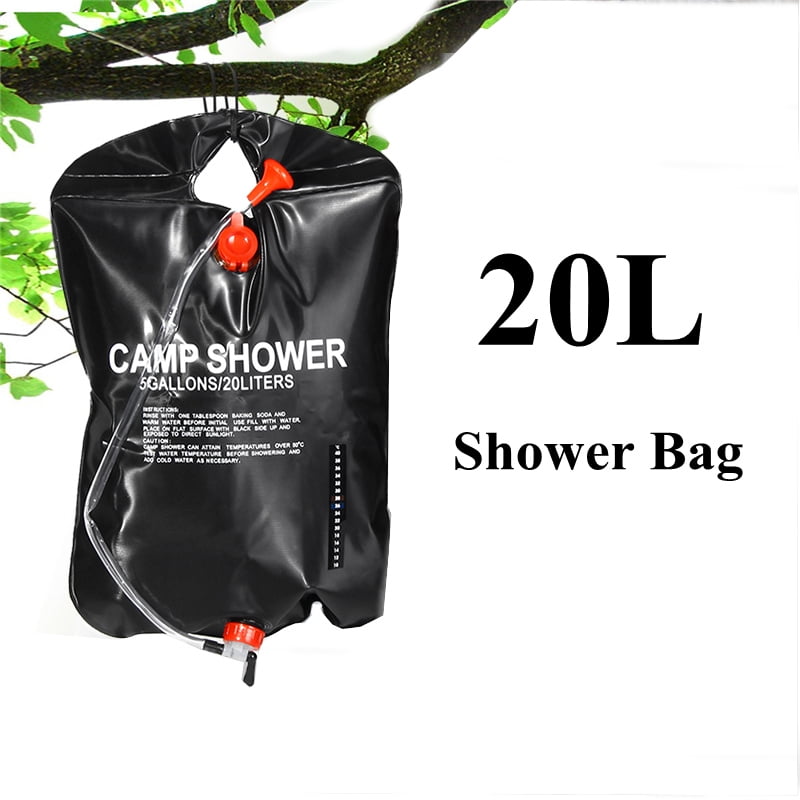 5 Gallon Solar Heated Camping Water Bag, Outdoor Shower Bathing Bag Portable Solar Heated Shower