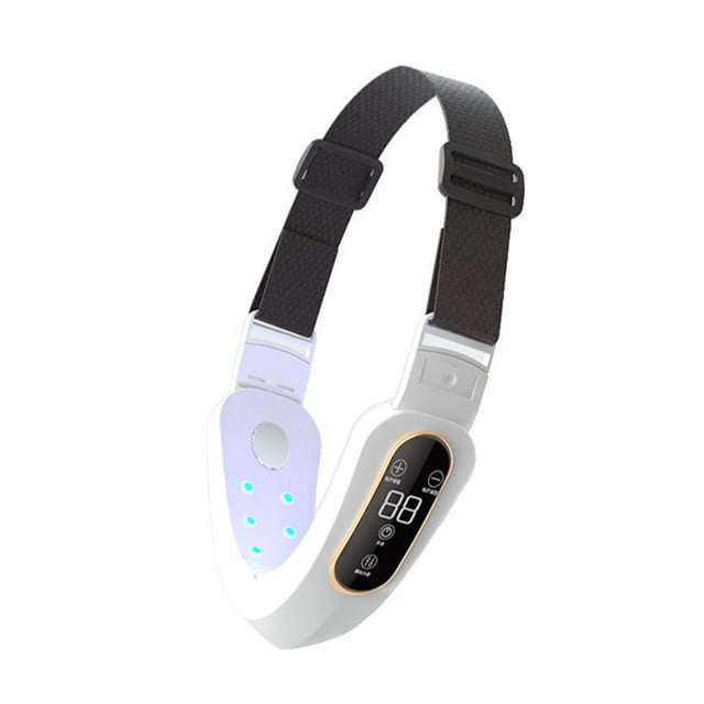 Jumpingount Dispositivo de estiramiento facial eléctrico V-line LED Digital ajustable adelgazamiento ajuste masajeador electrónico Tratamientos faciales Blanco