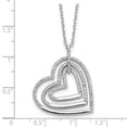 thumbnail image 2 of Auriga Fine Jewelry 925 Sterling Silver Rh-plated Triple Open CZ Heart w/2 in Extender Necklace 16" for Women, 2 of 5
