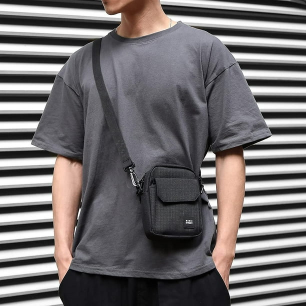 Xicen Mini Crossbody Bag For Mens, Travel Passport Wallet Bag For Men For Cell Phone, Small Neck Pouch Side Shoulder Bag Messenger Bag For Men, Man Cr