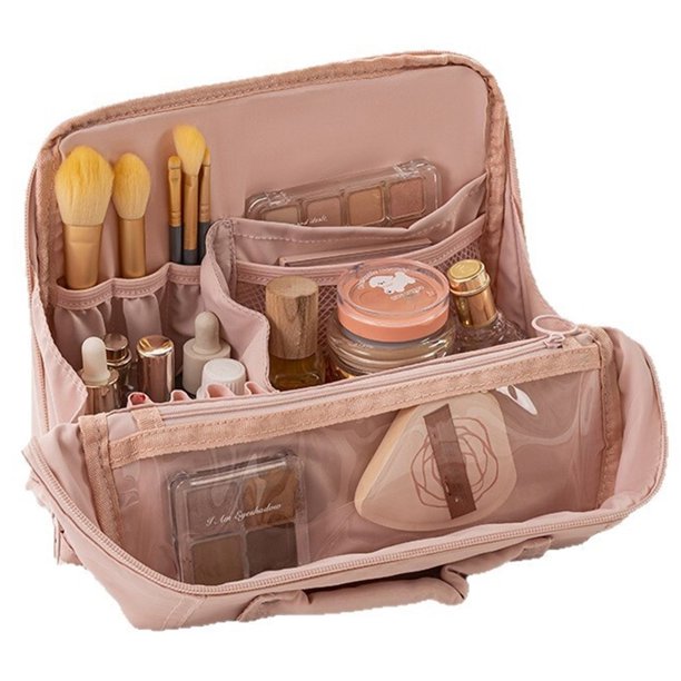 Bolsa de maquillaje impermeable de gran capacidad con compartimentos for maquillaje, viaje portátil for salir de varias capas