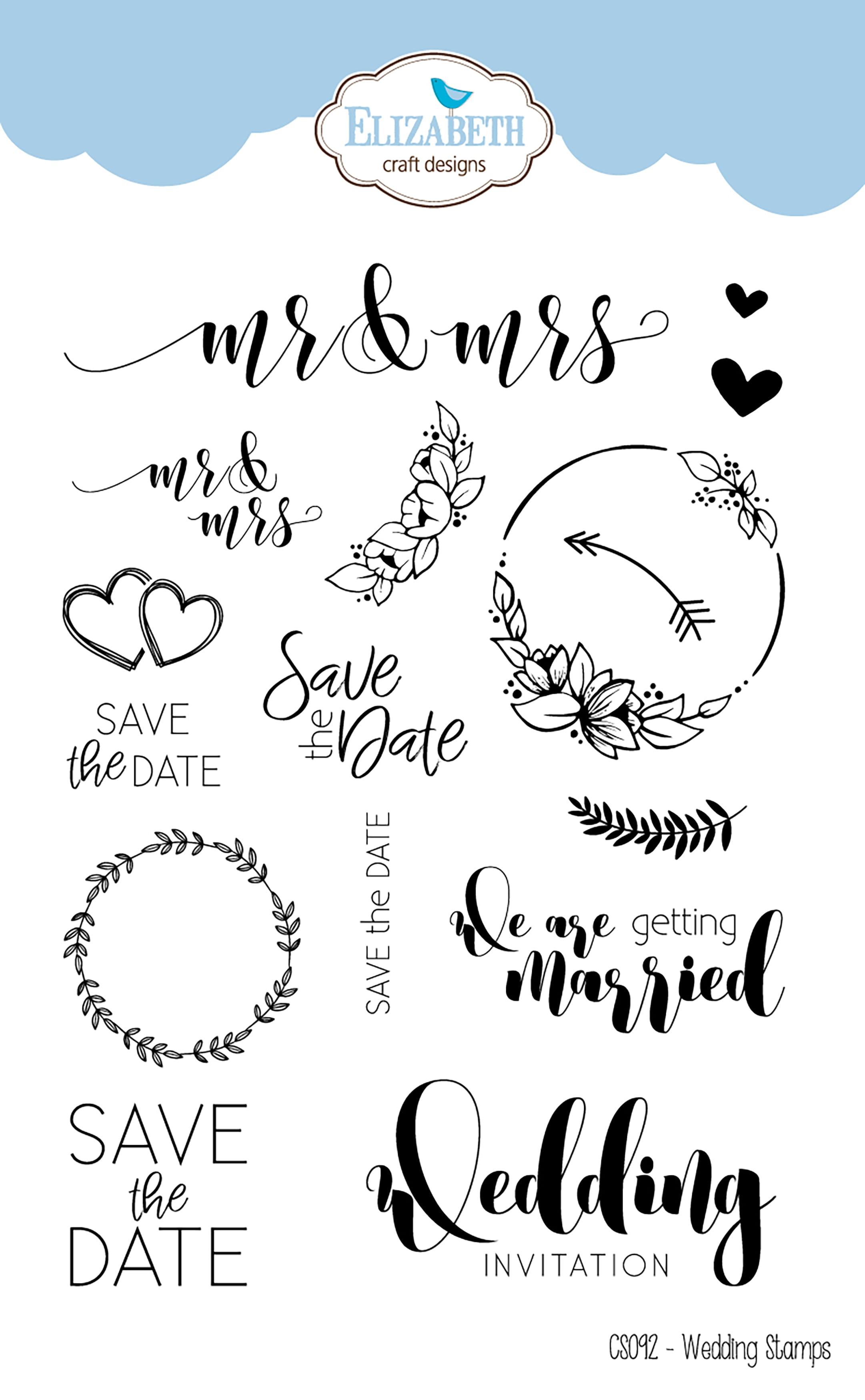 Elizabeth Craft Clear Stamps Wedding Sentiments