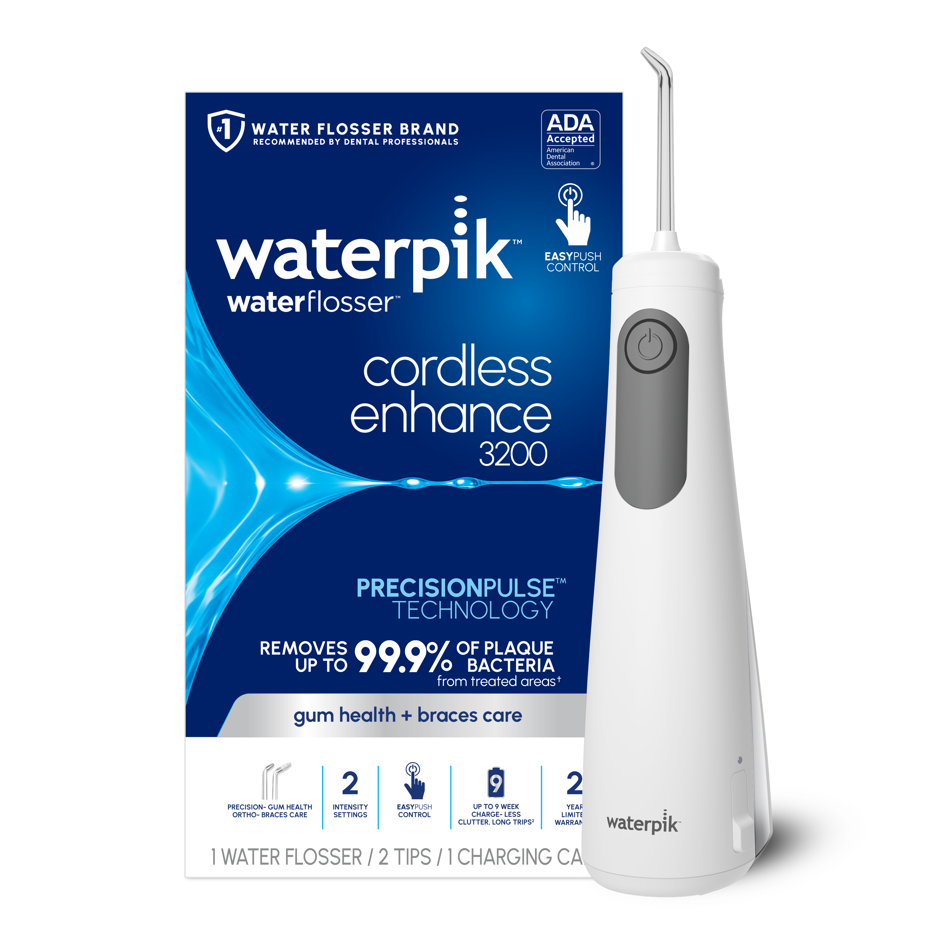 Waterpik Cordless Enhance 3200 Water Flosser, White photo 1