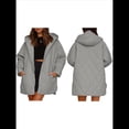 thumbnail image 3 of Chaqueta Larga con Capucha y Acolchado de Rombos para Mujer, Abrigo de Invierno de Moda, Holgado y de Gran Tamaño, Chaquetas Cálidas de Larga. Gris M, 3 of 7