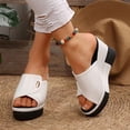thumbnail image 3 of Dakaela Leather Wedge Sandals for Women Orthopedic Wedge Platform Slip on Slides 2026 Arch Support Summer Dressy Walking Shoes Size 6-10, 3 of 9