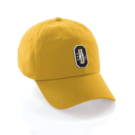 Daxton 3D Custom Alphabet AZ Letter Numbers Initial Baseball Dad Hat- Gold, Number 0