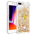 thumbnail image 2 of Funda para iPhone 8 Plus/iPhone 7 Plus con Brillo Líquido Flotante, Purpurina, Parachoques y Anillo Giratorio Soporte, 2 of 5