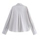 thumbnail image 4 of HH TRAF Blusa elegante para mujer, estilo casual, holgada, con cuello vuelto, mangas largas y una hilera de botones, con joyas decorativas, 4 of 5