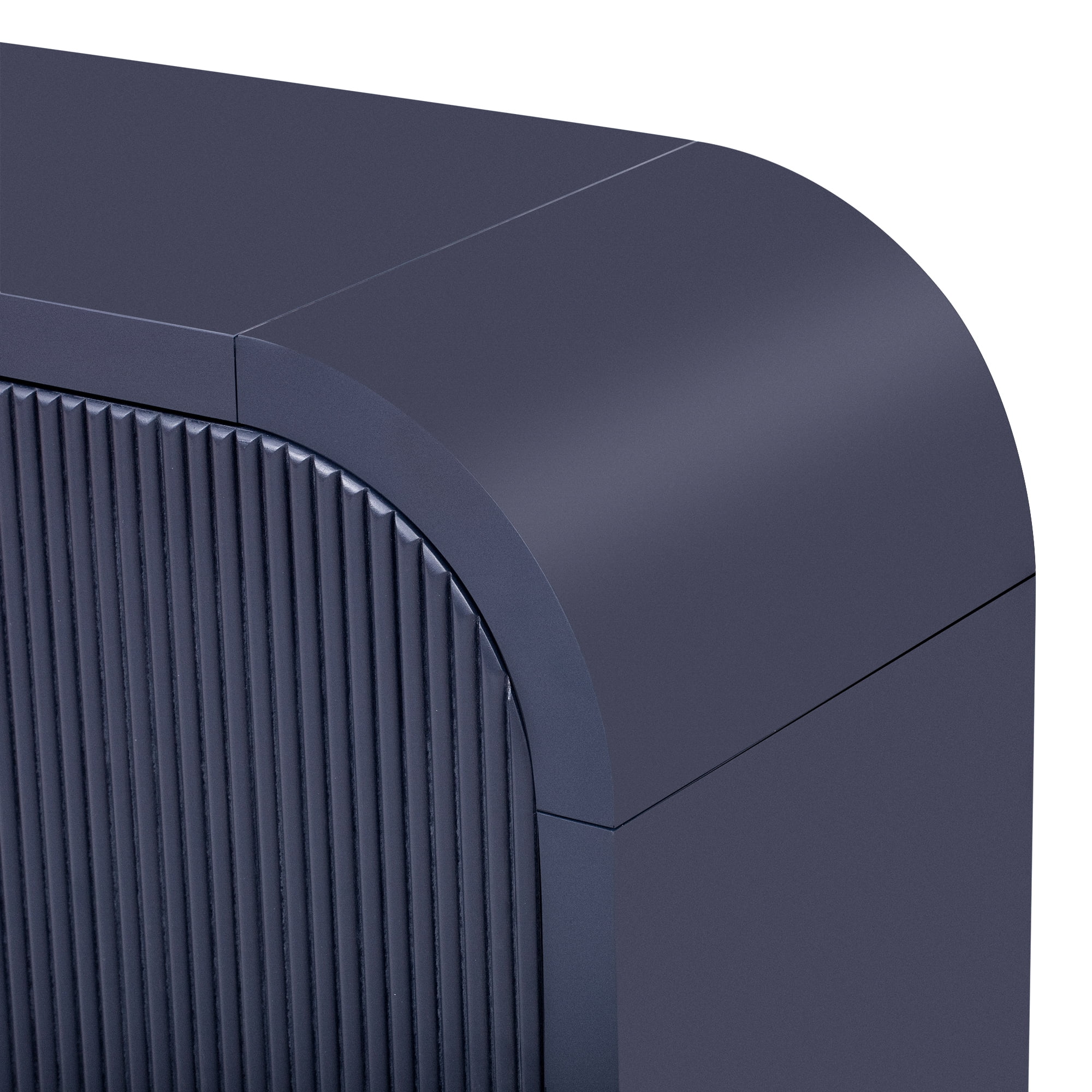 MAYEERTY 4-Door Cabinet Wavy Door Panel Curved Corner Adjustable Shelves for Study & Living Room & Entrance，Navy Blue