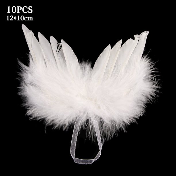 Adornos de plumas blancas para fiesta de boda, decoración de árbol de Navidad, colgante único, hermoso, Vintage, 10 piezas