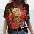 thumbnail image 1 of Camiseta Vintage con estampado 3D de calavera para mujer, blusas con cuello en V, Jersey informal de manga corta, Tops de gran tamaño, ropa Harajuku, camisetas de verano, 1 of 4