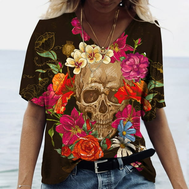 Camisetas de calaveras mujer sale