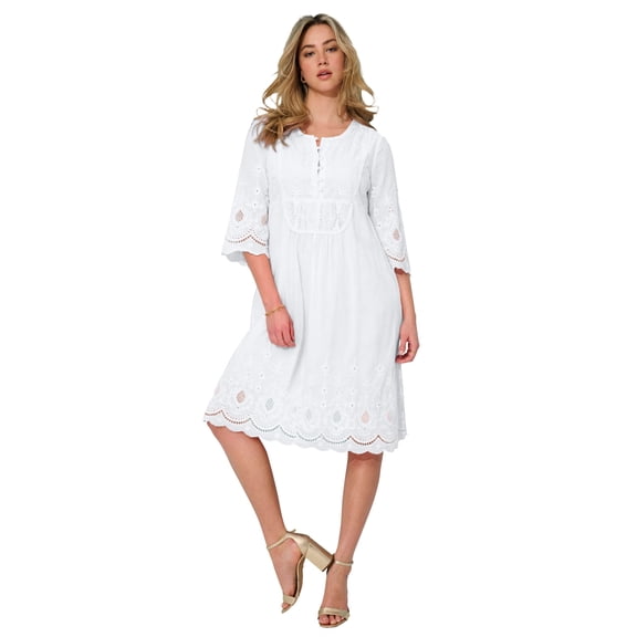 Roaman's Women's Plus Size Cotton Lace Dress