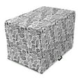 thumbnail image 1 of Cartoon Dog Crate Cover, Monochrome Style Characters Images Along Ice Creams Hearts and Skulls, Easy to Use Pet Kennel Cover for Dogs, 35" x 23" x 27", Charcoal Grey and White, by Ambesonne, 1 of 6